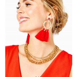 Lilly Pulitzer 3 strand gold metallic Bonita Babe 16” choker/necklace NWT